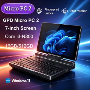 GPD 마이크로 PC 2 휴대용 미니 노트북 7인치 터치스크린 N300 16GB 램 512GB SSD 윈도우 11 휴대용 팜 사이즈 노트북