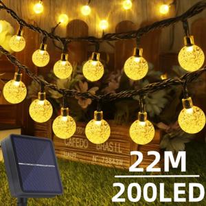 22M 태양열 스트링 조명 야외 LED 크리스탈 글로브 조명 방수 태양열 페스툰 요정 조명 정원 크리스마스 야외 장식용