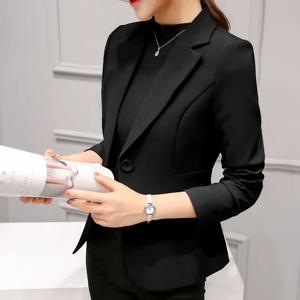흑인 여성 블레이저 2025 공식 슬림 블레이저 레이디 사무 작업복 포켓 자켓 코트 여성 와인 노치 블레이저 자켓 Femme