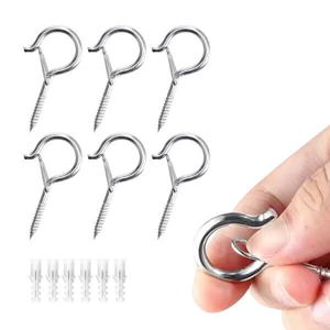 (6개입) 카라비너 나사 고리 스크류 후크 나사못 연결 피스 벽 고정 행거 후크 천장고리 청정고리