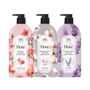 해피바스 플로레 바디워시 900g 3종세트 (블루밍코튼/라벤더가든/머스크로즈)