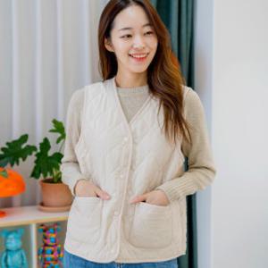 블루인쇼어 여성 겨울 양모퀄팅조끼 누빔조끼 데일리 루즈핏 박시 빅사이즈