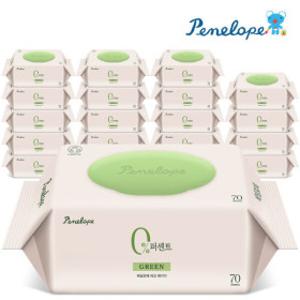 페넬로페 물티슈 70g 고평량 0퍼센트 그린 20팩 캡형 유해성분 피부자극 0%