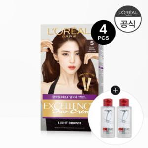 로레알파리 엑셀랑스 듀오크림 염색약 4개 (증)샴푸 미니 100ml(랜덤) 2개