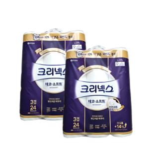 크리넥스 3겹 화장지 데코소프트 와이드 33M 24롤 x 2팩
