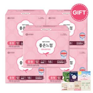 (+사은품증정)(총 90매) 좋은느낌 오리지널 울트라 날개 중형(M)18PX5개 /생리대/유한킴벌리