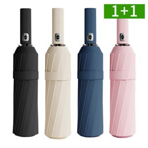 1+1 3단 12K 접이식 자동 우산 자외선차단 우산살대 양산