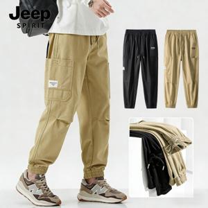 JEEP SPIRIT 남성 와이드 면바지 캐주얼 아웃도어 루즈핏 여름 카고팬츠