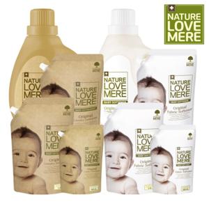 네이쳐러브메레 아기세제+아기유연제 용기 1.8L 각 1개+리필 1.3L 각 2팩 +리필 500ml 각 1팩 총 8개 구성