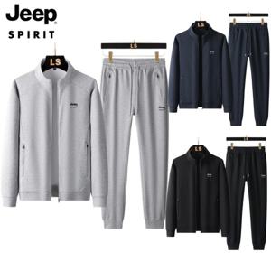 JEEP SPIRIT 남성 트레이닝세트 스탠드 칼라 집업 팬츠 세트 캐주얼 운동복 봄 가을