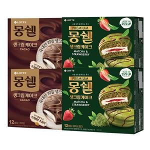 몽쉘 생크림 카카오 408g 2개 + 말차딸기 444g 2개