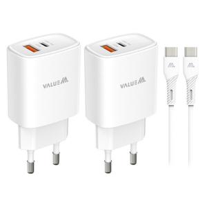 1+1 밸류엠 25W 2포트(Type-C USB-A) PPS 초고속 충전기(+CtoC 25W 케이블)