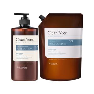 케라시스 클린노트 두피진정 퓨어코튼 샴푸 1000ml+리필 1200ml