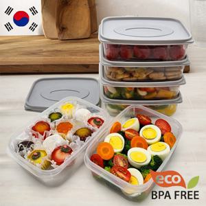 국산 투명 사각형 전자레인지 용기 샐러드 도시락 밀폐 냉장 냉동 정리용기 900ml  7개 세트