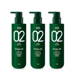 1+1+1 아모스 녹차실감 샴푸액 지성 500g (무료배송)