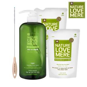 식기세정제 액상형 용기 750ml 1개 + 리필 500ml 2팩+빨대솔 1개