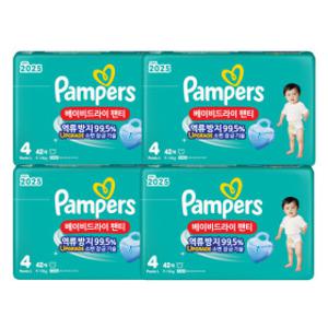팸퍼스 2025 베이비드라이 팬티형 기저귀 4단계 42매 X 4팩