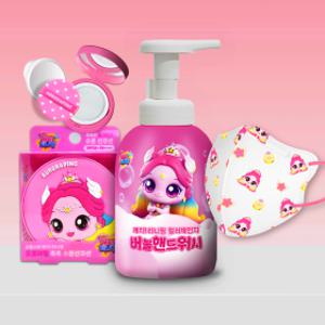 12%+무배) 캐치티니핑 오로라핑 선쿠션/마스크/핸드워시 + 참존 키즈 마스크 구성 추가