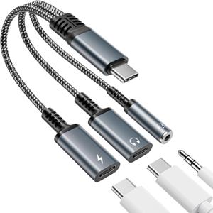 니녹 C타입 이어폰 충전 동시 사용 듀얼젠더 3.5mm 헤드폰 변환 어댑터 갤럭시 아이패드 음악 게임 커넥터