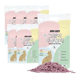 제리코지 고양이 두부모래 7L X 6개 라벤더향 먼지날림 최소화 변기처리가능