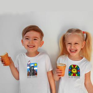 꼬마별 자유냥이 유아 여아 남아 반팔티 아동 주니어 옷 기능성 쿨론 반팔 티셔츠 아동용