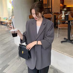 시원한 빅사이즈 오버핏 사선절개 여성 자켓