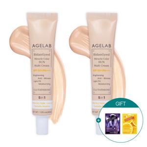 에이지랩 1+1 (톤업.파데프리) 비단결 미라클 컬러 선 SPF 50+ PA+++ (총2개)  + 마스크팩 2매 증정