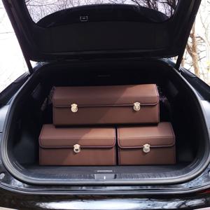 자동차 차량용 트렁크정리함 SUV 트렁크수납함 접이식 정리박스 세차툴백 세차가방 (브라운)