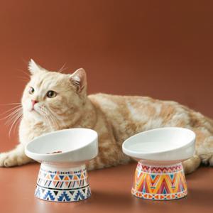 반려동물 고양이 강아지 밥그릇 경사형 인디언 고급 도자기 식기 2종