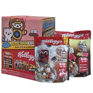 켈로그 운빨존많겜패키지 820g 1세트(첵스초코 쿠키앤크림420g + 매직팝핑볼400g +게임리워드카드) 영양간식