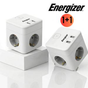 (오늘만 이가격) 1+1 에너자이저 큐브 멀티탭 디자인 납작플러그 3680W 고용량 3구 USB-A 2구 C타입 1구