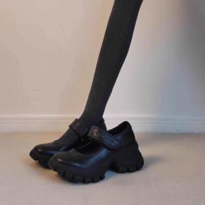 PURETON 여성 라운드토 shallow 벨크로 메리제인 캔버스슈즈 플랫슈즈