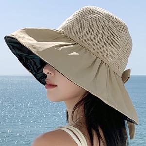 넓은챙 여름버킷햇 여성 벙거지모자 빅사이즈 대두 자외선차단 모자 OFDJ-HT19
