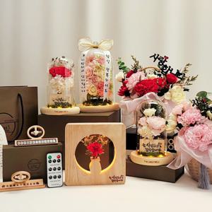 어버이날 카네이션 유리돔 무드등 꽃풍선 비누꽃바구니 선물 핸드메이드 국내 제작