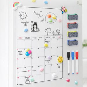(보드 마카 지우개 풀세트) 냉장고 자석 월간 화이트보드 행사표 이유식 스케줄표 붙이는 달력 보드판 메모