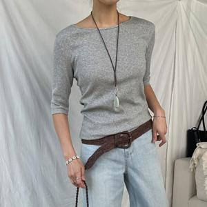 여성 봄 티셔츠 보트넥 모달 골지 5부 7부 슬림핏 이너티 국내생산