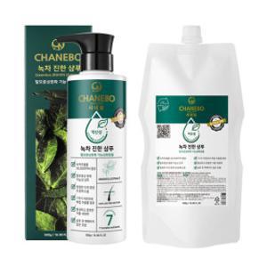 샤네보 사춘기청소년 떡진머리 지성 녹차샴푸 500ml+리필500ml/ 비듬 정수리냄새 완화