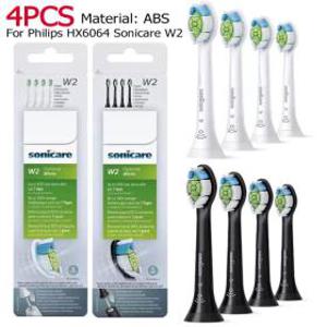 필립스 HX6064 소니케어 W2 4 팩 칫솔 헤드 교체 전동 화이트 검은색