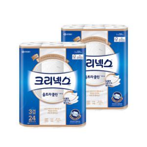 크리넥스 3겹 울트라클린 화이트 25M X 24롤 2팩 화장지 휴지