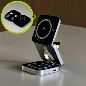 여행용 접이식 아이폰 갤럭시 맥세이프 3IN1 무선 충전기 s25 갤럭시워치7 z플립6 파우치 증정