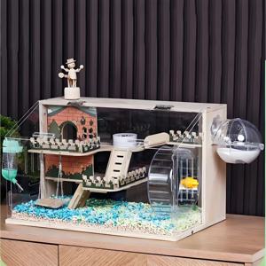 대형 투명 햄스터 케이지 아크릴 햄스터 하우스 고급 빌라 3층 햄스터집 햄스터용품 풀세트