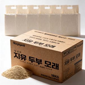 (MD픽/고양이모래) 구구펫 두부모래 18kg 극세입자 오리지널 무향 48L 응고/탈취력/먼지 대용량 가성비모래