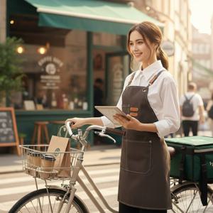 피요르드 그레이 바리스타 원피스 앞치마 카페 주방 미용실 식당 신혼 유치원 이지오 앞치마 제작전문