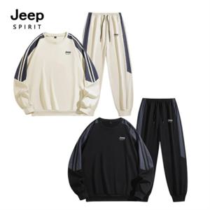 지프스피릿 봄가을 남녀공용 오버사이즈 라운드넥 캐주얼 트레이닝 세트 QZ-D02