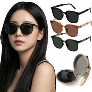 (초특가)폴딩 편광 선글라스+케이스/자외선 차단 접이식/남녀공용 낚시 골프 등산 UV인증제품/꽃가루 방지