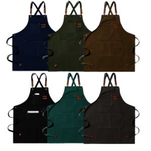 1+1 캔버스 데님 앞치마 네일샵 미술 공방 공예 바리스타 카페 주방 어린이집 생활방수 다용도앞치마