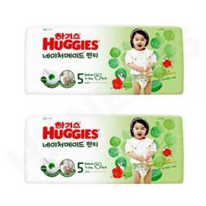 2024 하기스 네이처메이드 팬티형 5단계 여아용 44매X2팩 특대형 아기 기저귀