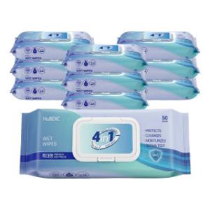 휴비딕 4IN1 물티슈 바디 샤워티슈 빅사이즈 특대형 피부 보습 간병용 환자용 물티슈 실버용 50매 10팩