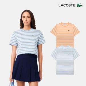 (26SS 신상 l 라코스테 공식) 여성 멀티 스트라이프 반팔 티셔츠 TF7574-56G 2종 택1