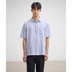 By STCO 소프트 린넨 반소매 셔츠 (레귤러핏)_스트라이프 블루